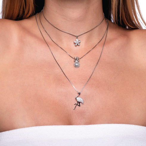 Pina colada | Argent sterling .925 | Collier fermoir infini cristal ananas